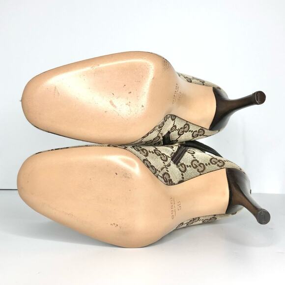 Vintage Gucci GG Monogram Horsebit Harness Ankle High Heeled Boots 5 - Picture 8 of 11